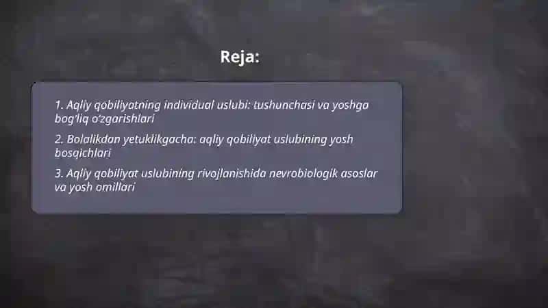 Aqliy qobiliyatning individual uslubi va uni oʻrganish 2