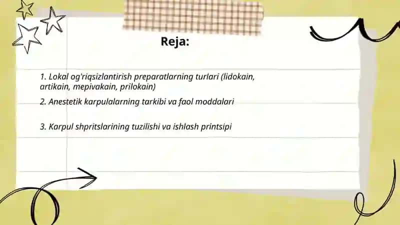 Og'riqsizlantirish uchun vositalar, anestetikli karpulalar, karpul shpritslari va ignalar 2