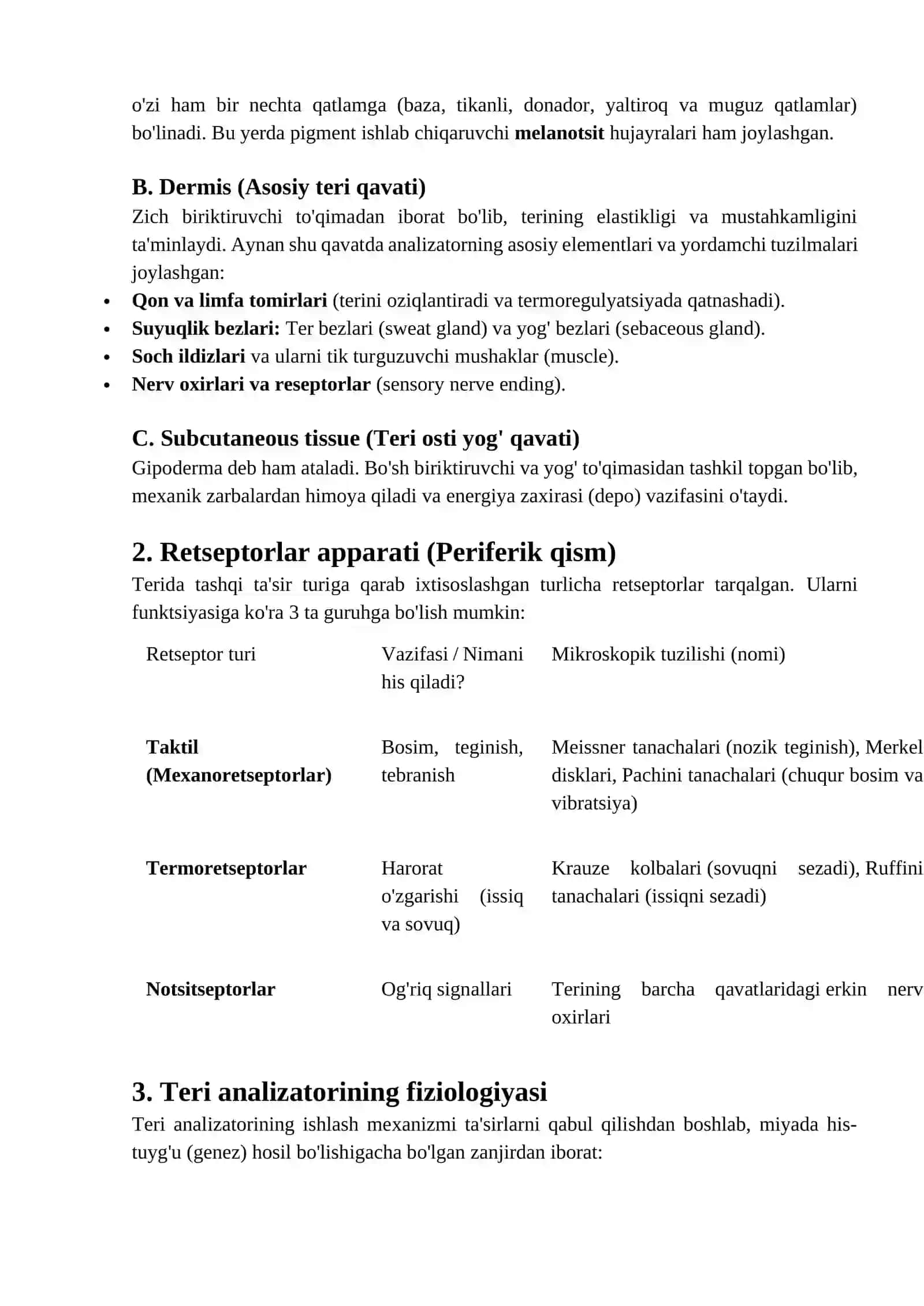 TERI ANALIZATORLARI ANATOMIYASI, FIZIOLOGIYASI 2