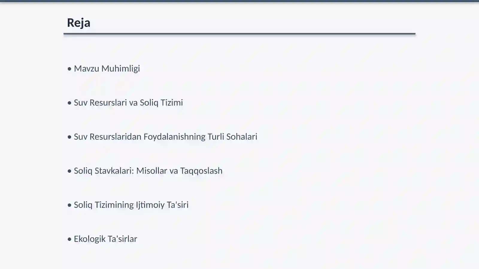 Suv Resurslaridan Foydalanish uchun Soliq Stavkalari 2
