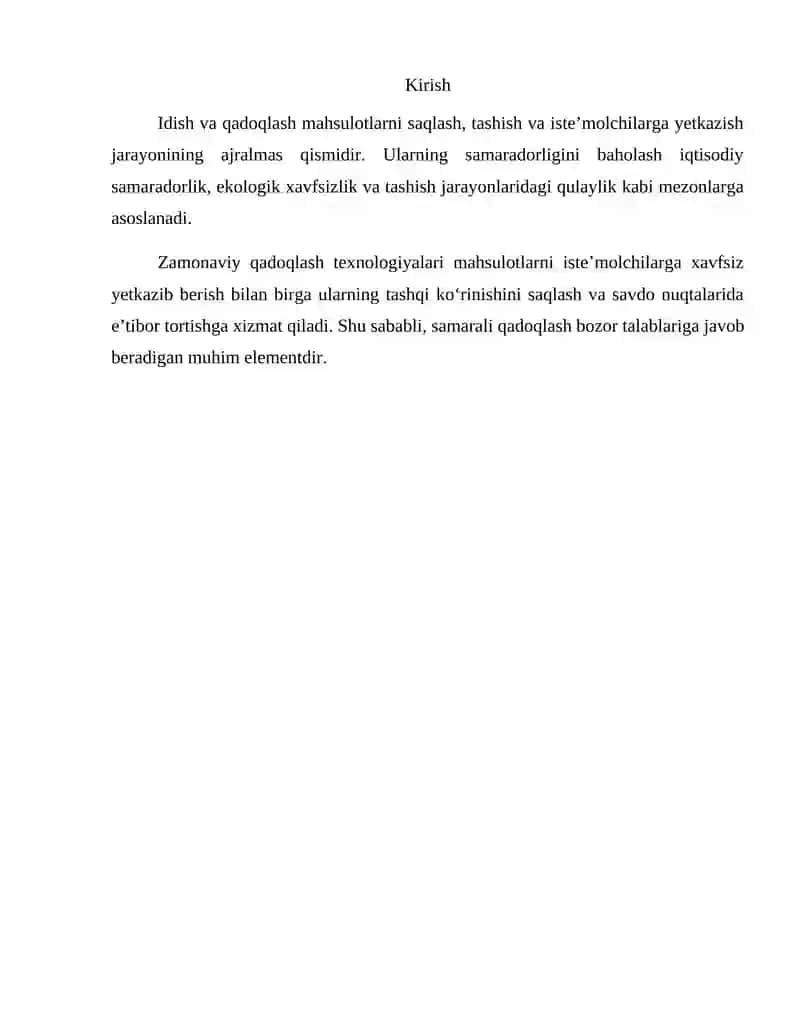 Idishlar va qadoqlash samaradorligini baholash 2
