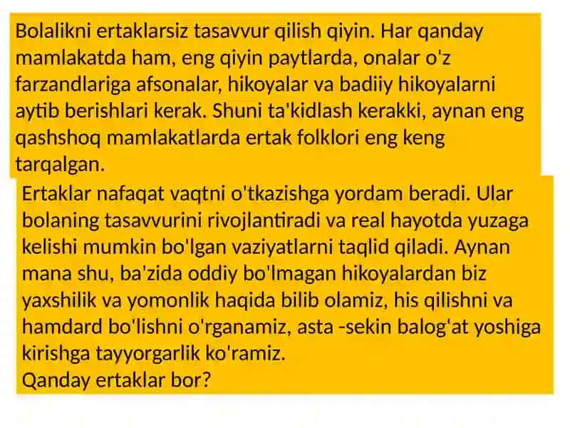 Ertaklarning mavzui yxususiyatlari va ular 2