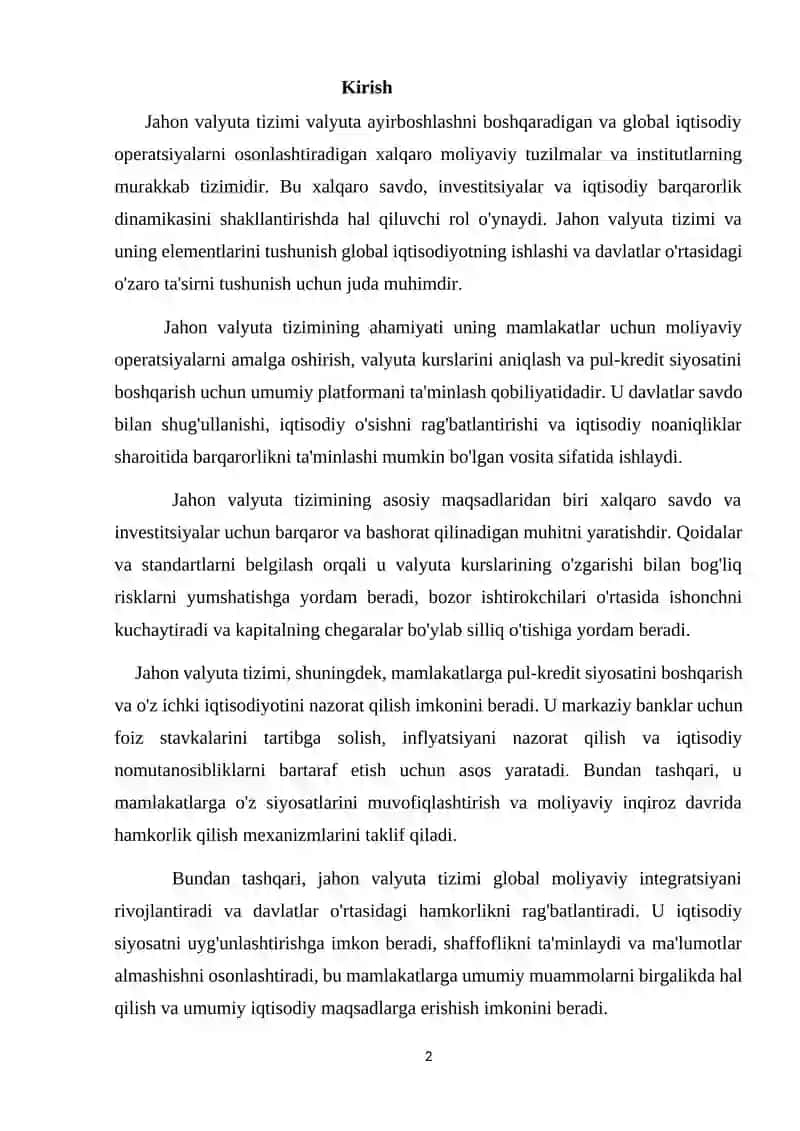 Jahon valyuta tizimi 2