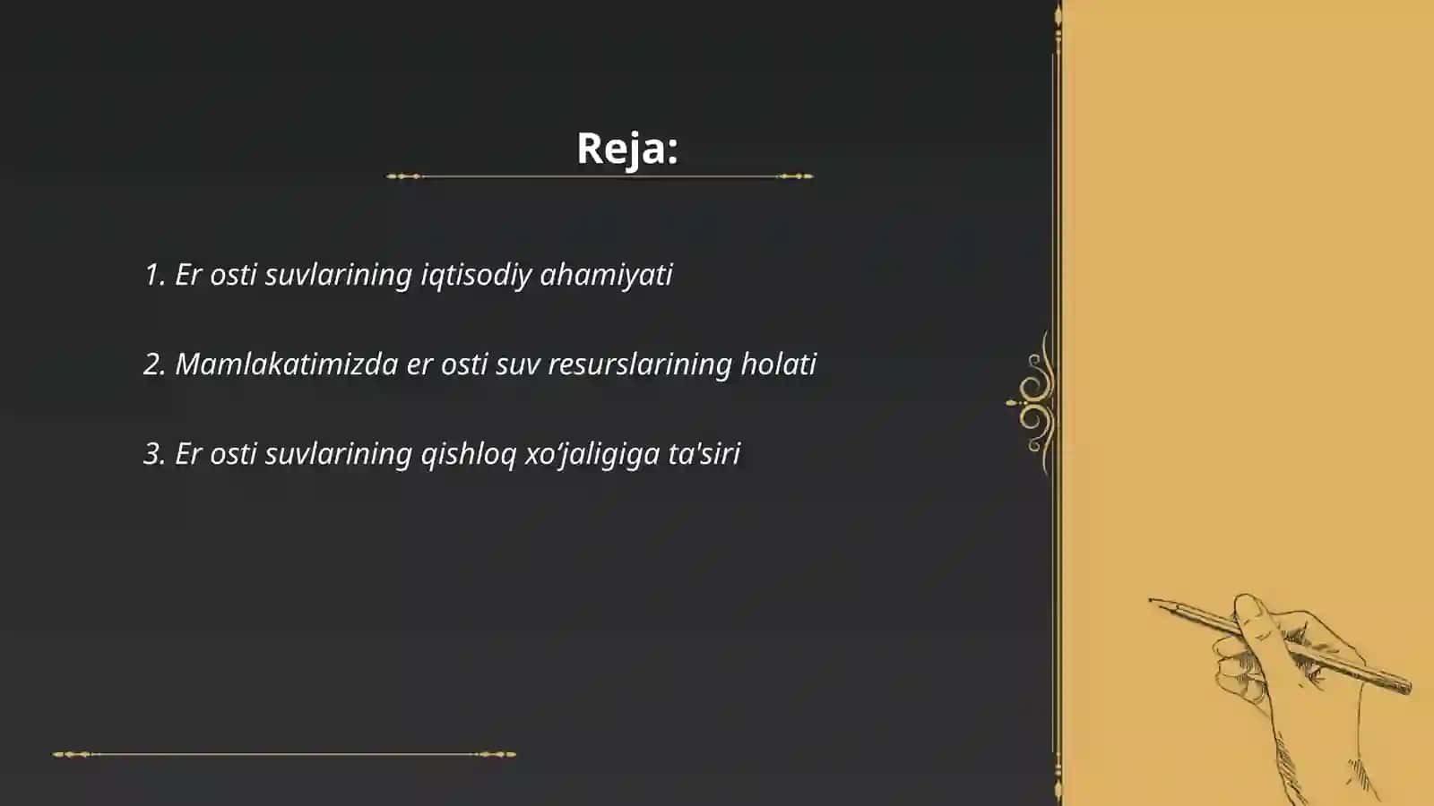 Mamlakatimizda er osti suv resurslarining barqaror rivojlanishga tasiri haqida 2