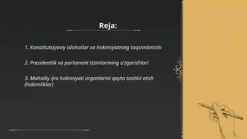Konstitutsiyaviy islohotlar va hokimiyatning taqsimlanishi 2