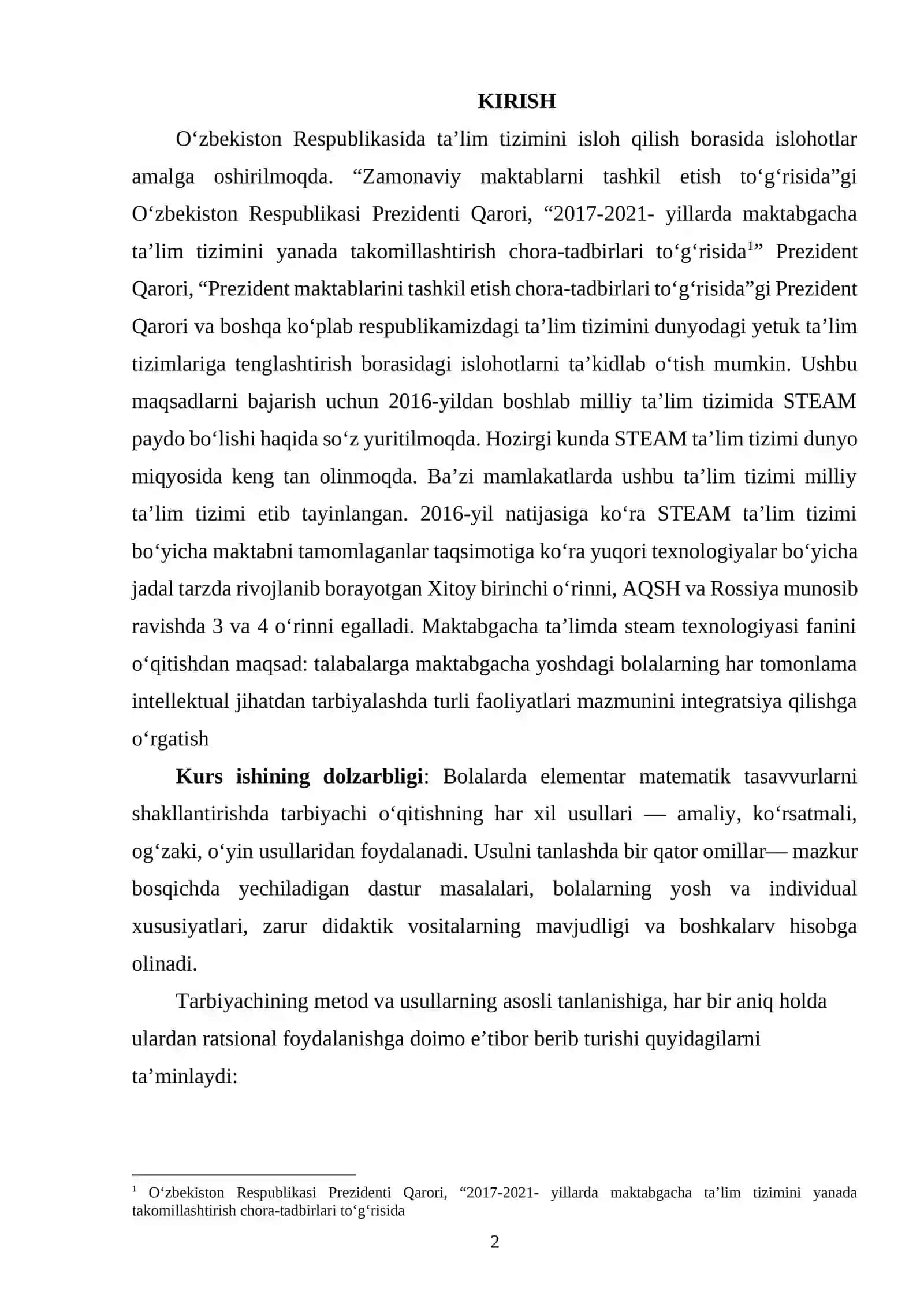 Maktabgacha yoshdagi bolalarda matematik tushunchalarning zamonaviy texnologiyalarida jahon tajribalari 2