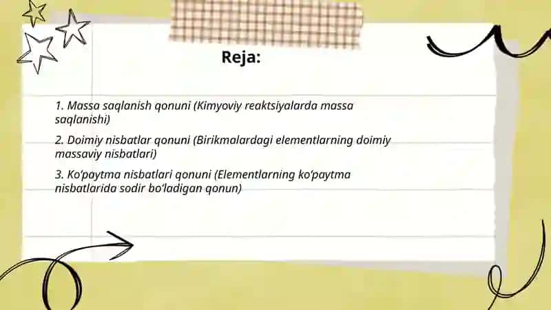 Kimyoning asosiy stixeometrik qonunlari 2
