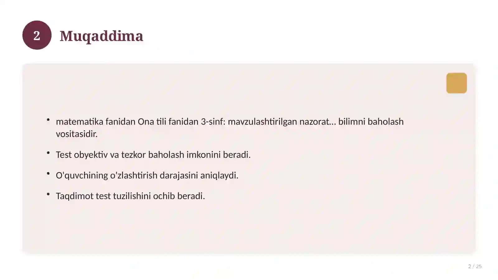Ona tili fanidan 3-sinf: mavzulashtirilgan nazorat ishi va tahlil 2