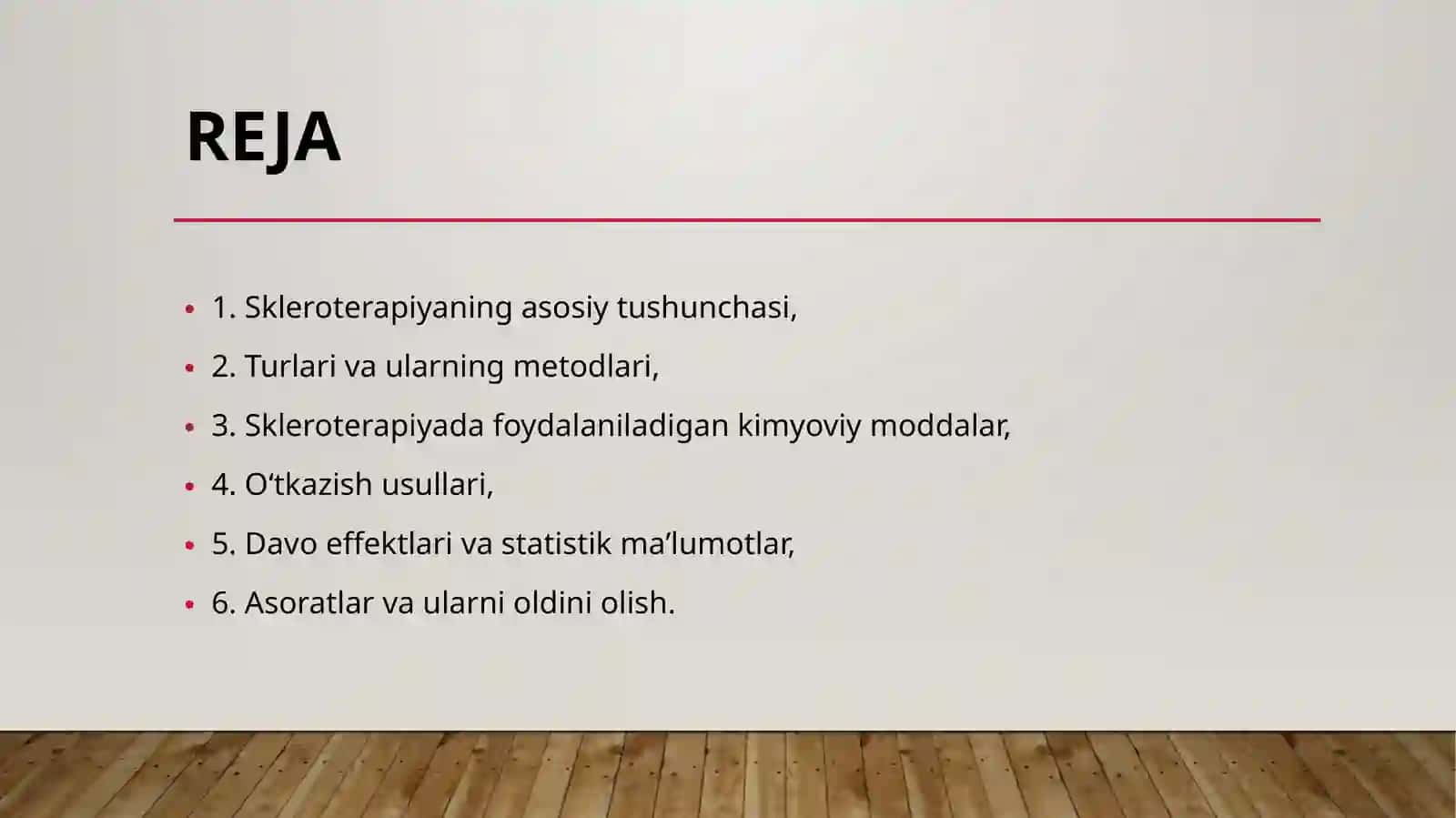 Zamonaviy skleroterapiya. Turlari va oʻtkazish usullari. Davo effekti, boʻlishi mumkin boʻlgan asoratlar. 2