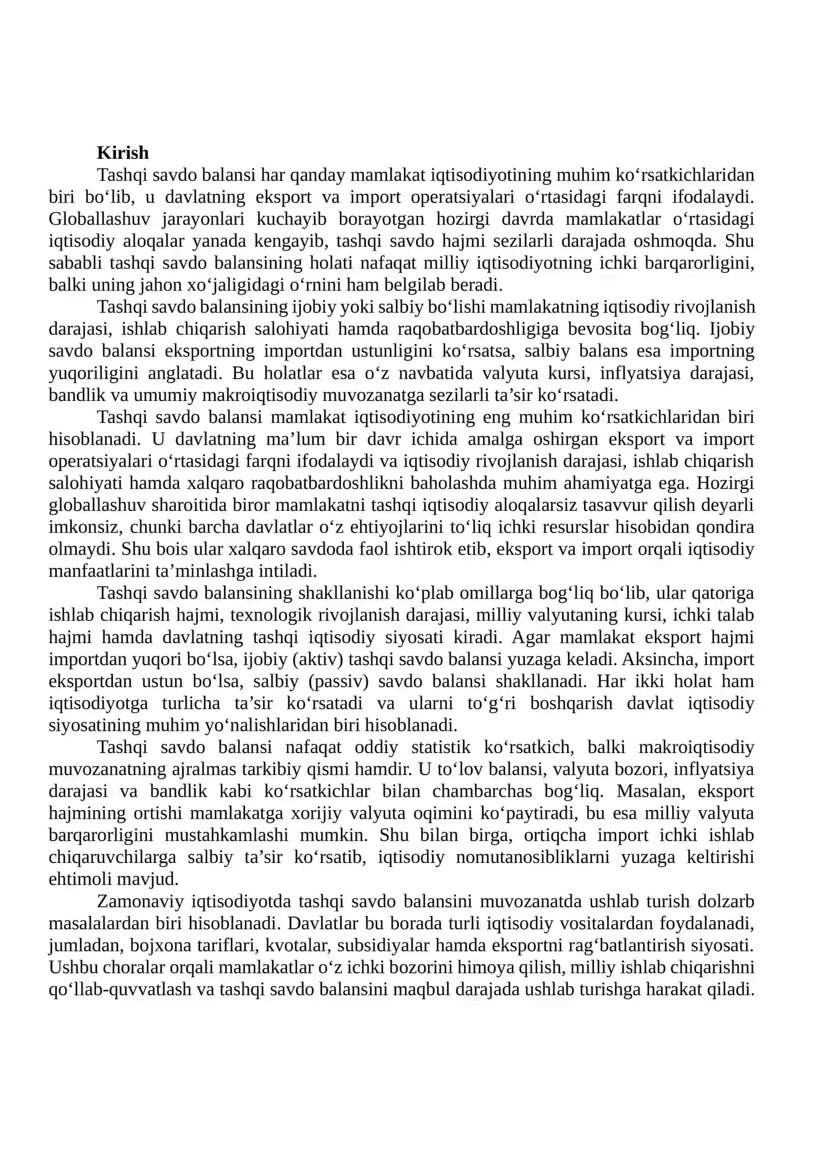 Tashqi savdo balansi va uning makroiqtisodiy muvozanatidagi roli 2