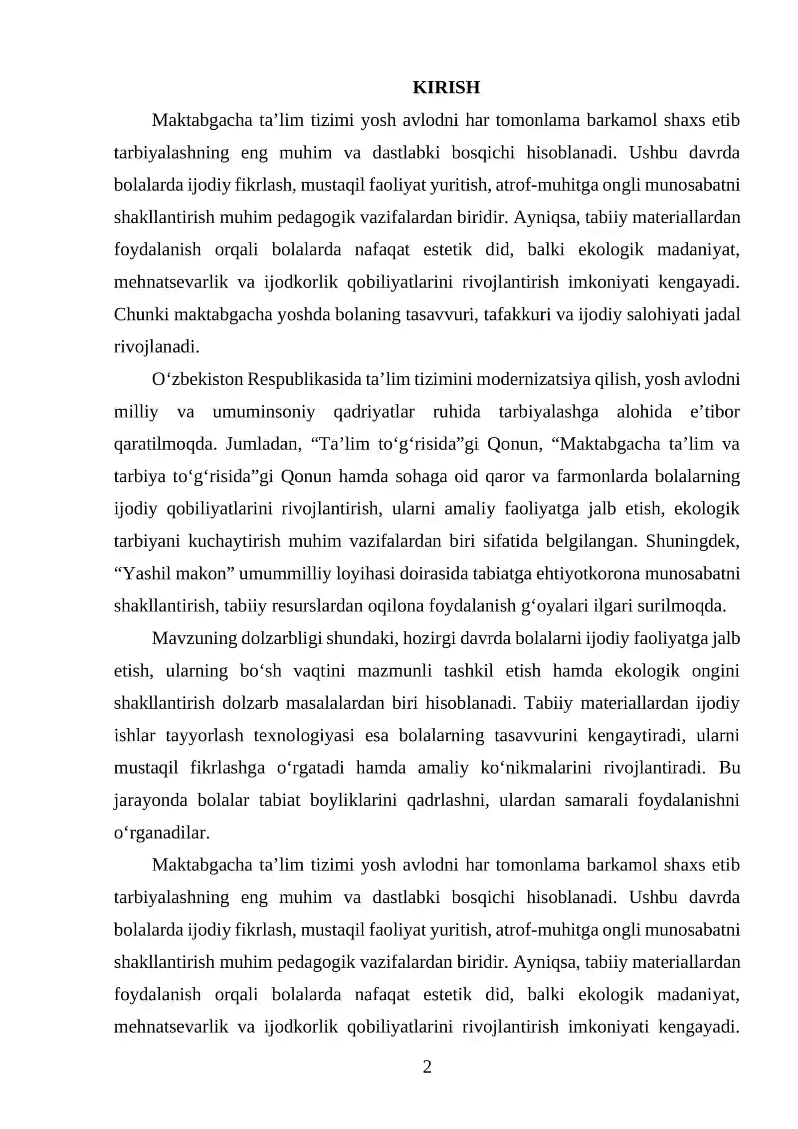 Tabiy materiallardan ijodiy ishlar tayyorlash texnalogiyasi 2