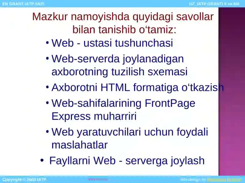 WEB - SAHIFALAR YARATISH 2