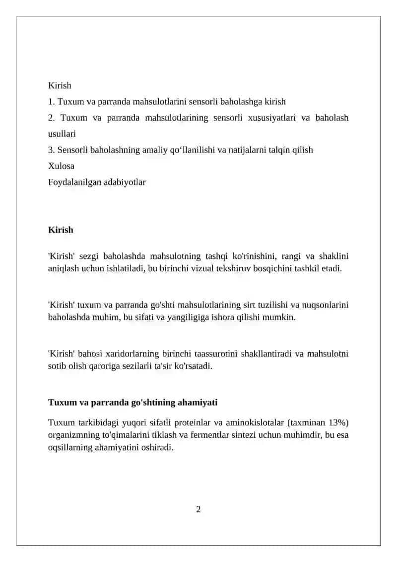 Tuxum va parranda mahsulotlariga sensorik baho berish 2