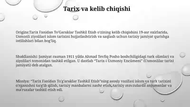 Tarix Fanidan To'Garaklar Tashkil Etish 2