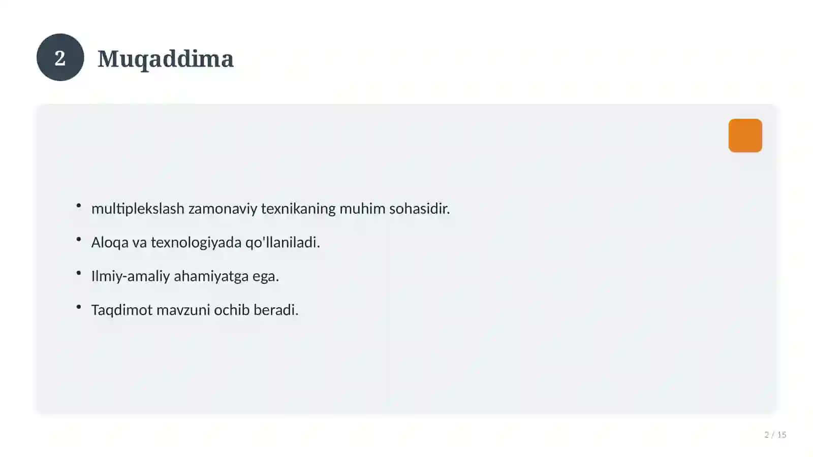 Multiplekslash usullari: CDM va OFDM 2