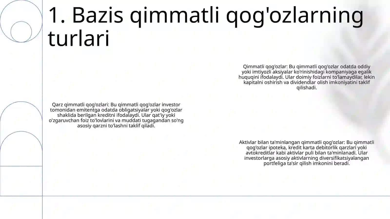 Bazaviy (Qarz Va Ulush Munosabatlarini Ifodalovchi) Qimmatli Qog'Ozlar 2