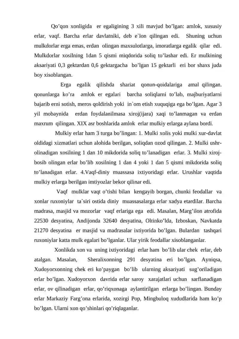 Qo’qon xonligida ijtimoiy-iqtisodiy  munosabatlar. 2
