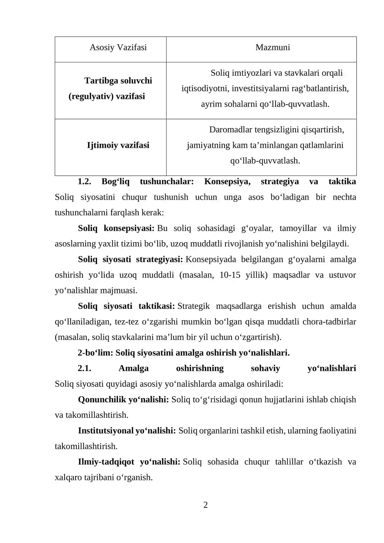 SOLIQ SIYOSATI VA UNING ASOSIY YO‘NALISHLARI 2