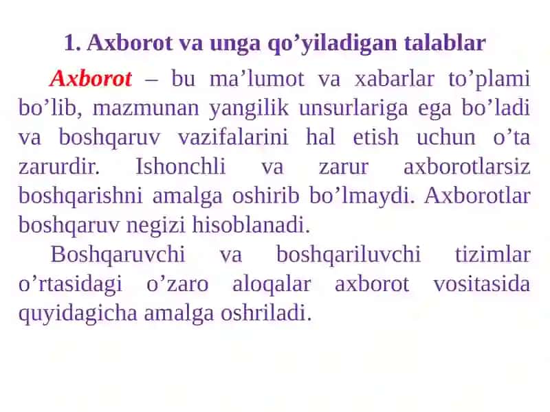 BOSHQARUVDA AXBOROT VA KOMMUNIKATSIYALAR 2