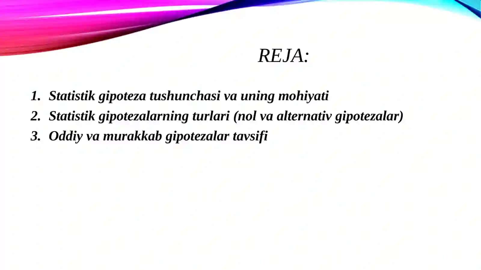 Statistik gipotezalarni tekshirish 2