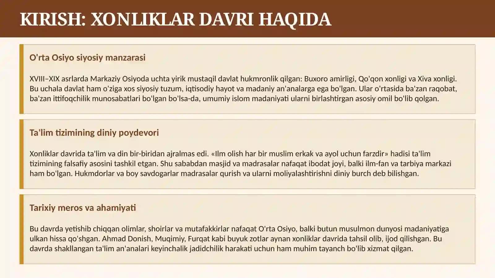 XONLIKLAR DAVRIDA TA'LIM, TARBIYA VA MAKTAB 2