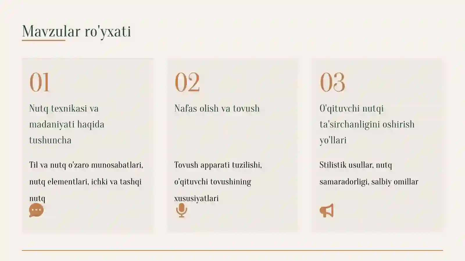 Nutq texnikasi va madaniyati. Oʻz-oʻzini tarbiyalash va oʻz ustida ishlash pedagogik mahoratning asosiy sharti sifatida 2