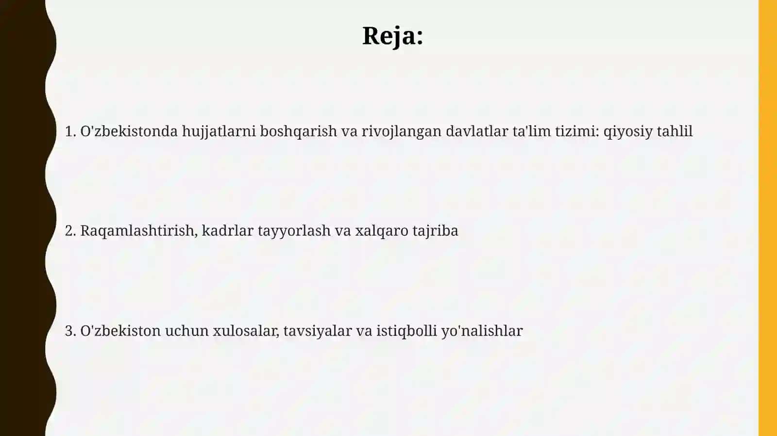 Oʻzbekiston hujjatchilik ishlari hamda rivojlangan mamlakatlar taʼlim tizimini oʻrganish 2