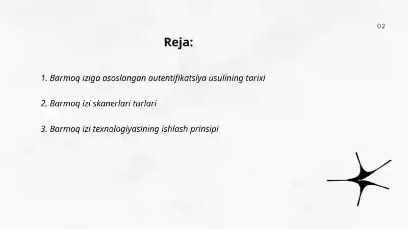 Barmoq iziga asoslangan autentifikasiya usuli va uning xususiyatlari 2