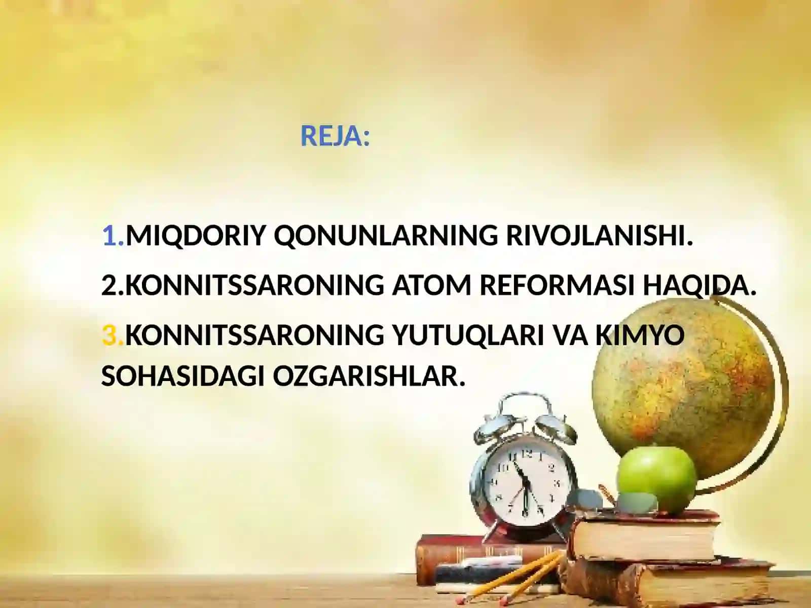 MIQDORIY QONUNLAR DAVRI.KANNITSSARONING ATOM REFORMASI 2