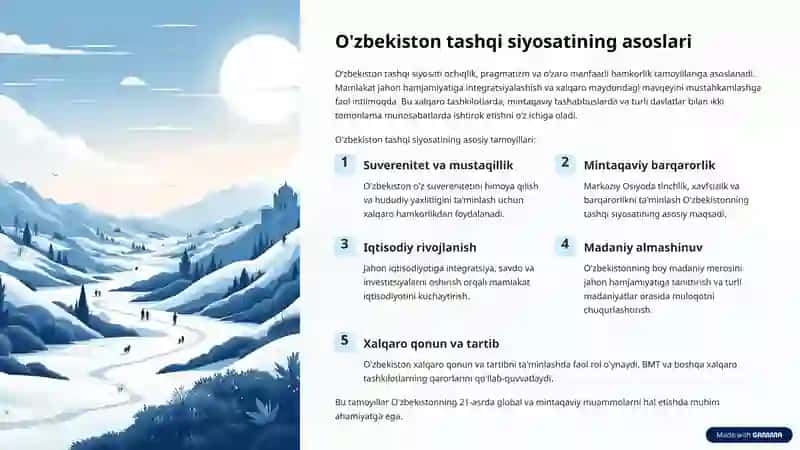 O'zbekiston tashqi siyosatining asoslari 2