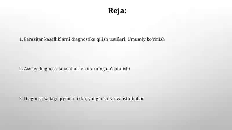 Parazitar kasalliklarning diagnostik usullari 2