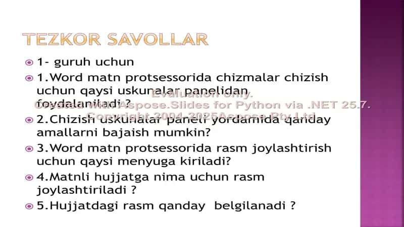 Hujjatlarda jadvallar bilan ishlash. 2