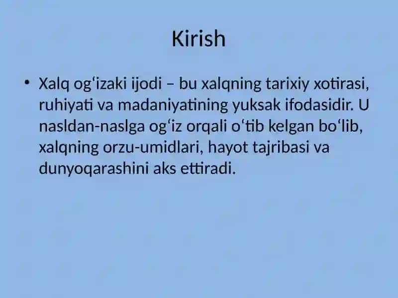 Xalq Ogʻizaki Ijodining Oʻziga Xos Xususiyatlari 2