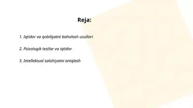 Iqtidor va qobiliyatni baholash usullari 2