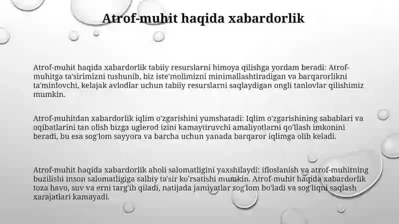 Shaxs Tarbiyasida Atrof-Muhitga BoʻLgan Ongli Munosabatni Shakllantirish 2