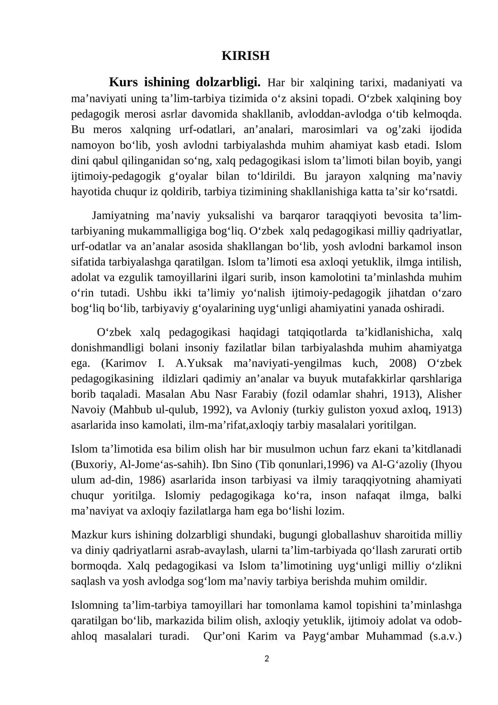 O‘ZBEK XALQ PEDAGOGIKASI VA ISLOM TA’LIMOTIDA IJTIMOIY-PEDAGOGIK G‘OYALAR 2