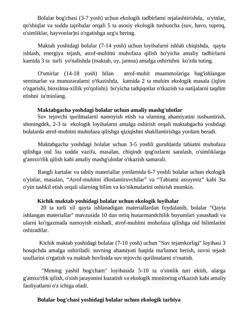 Turli yosh guruh bolalarida ekologik tarbiya berishga oid mashg'ulotlarni tashkil etish 2