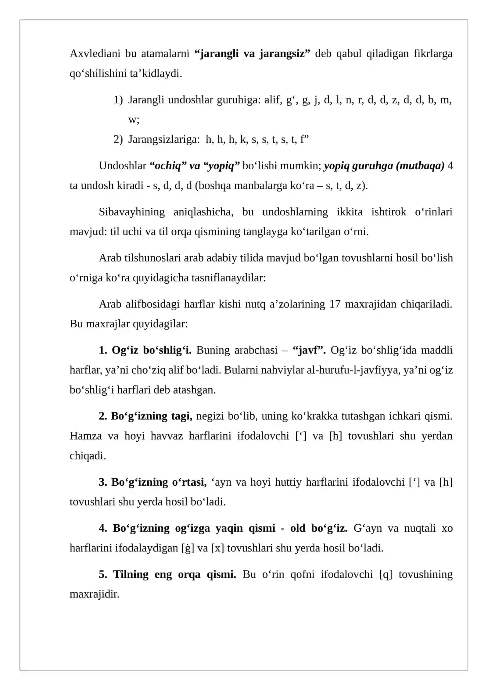 REFERAT Zamonaviy arabshunoslar arab tili tovushlari tasnifi haqida 2