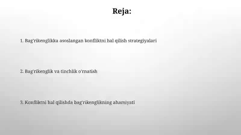 Bag'rikenglik va Konfliktlar 2