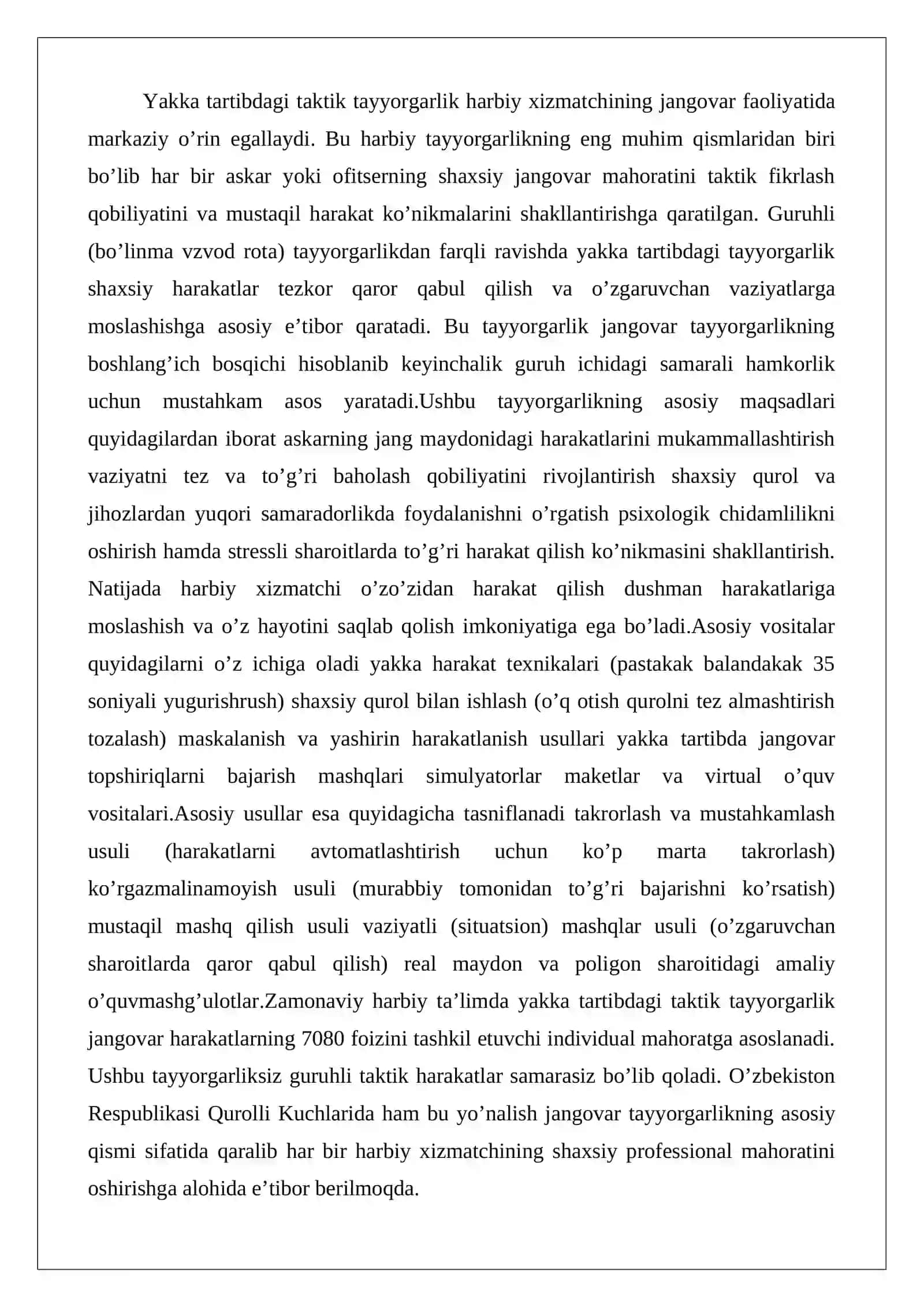Yakka tartibdagi taktik tayyorgarlikning vosita va usullari 2