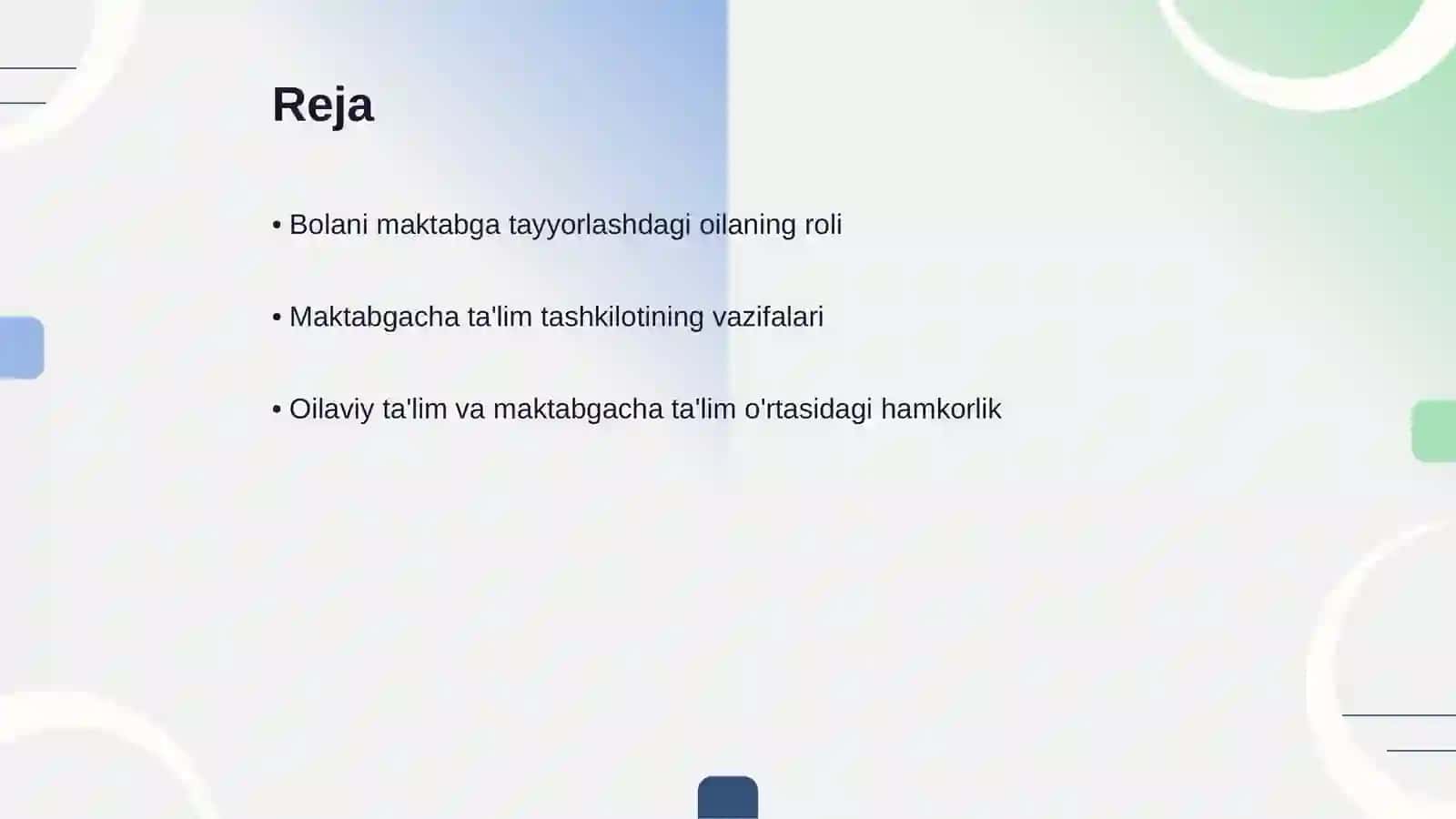Bolani maktabga tayyorlashda oilani va maktabgacha talim tashkilotining orni 2