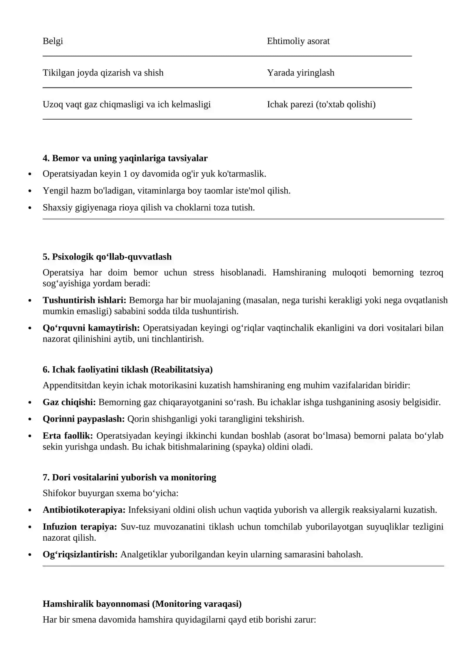Openditsitda hamshiralik parvarishi 2