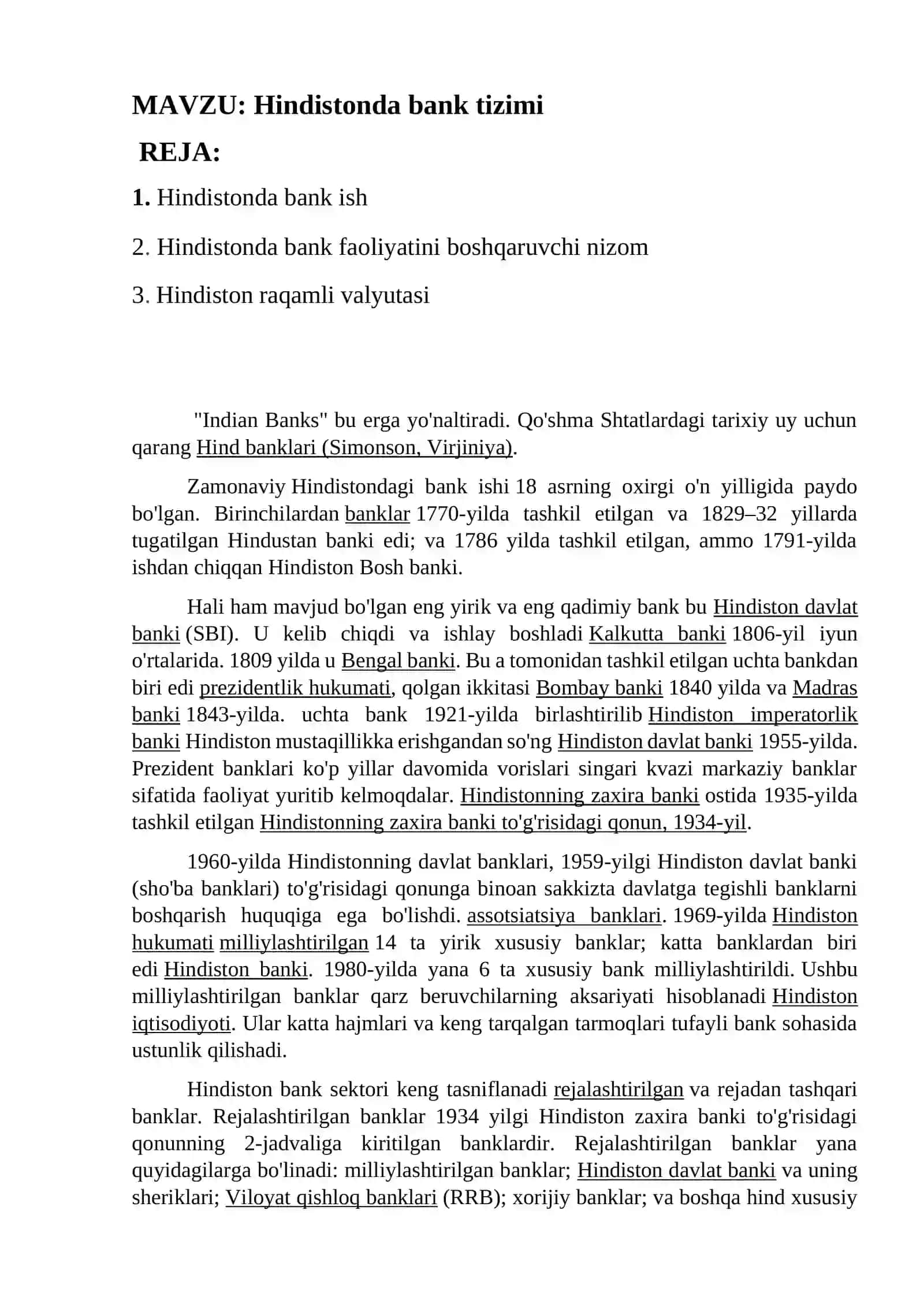 Hindistonda bank tizimi 2