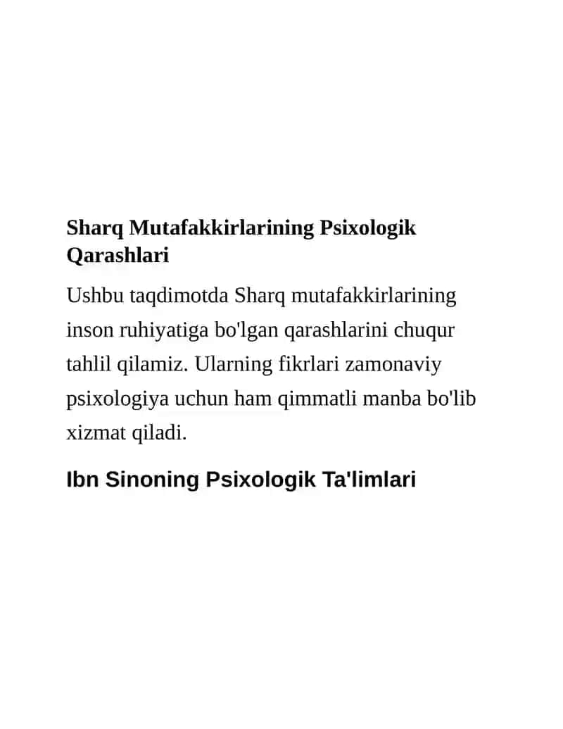 Sharq Mutafakkirlarining Psixologik Qarashlari 2