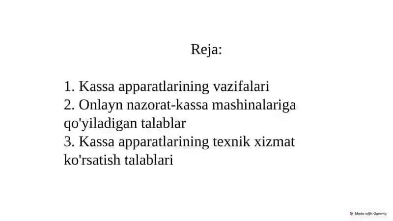 Kassa apparatlari, ularning tavsifi va  qo‘yiladigan talablar. 2