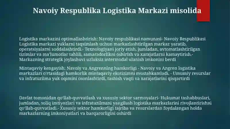 Respublika Logistika Markazlarining Shakllanishi(Navoiy Va Angren Misolida) 2