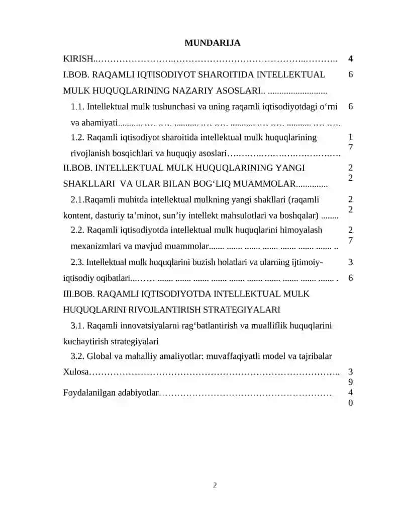 Raqamli iqtisodiyotda intellektual mulk huquqlarining yangi shakllari va ularning muammolari 2