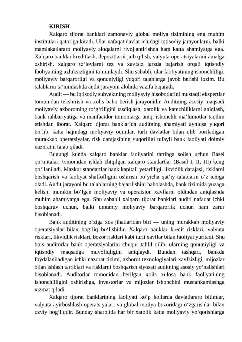 Xalqaro tijorat banklari auditi 2