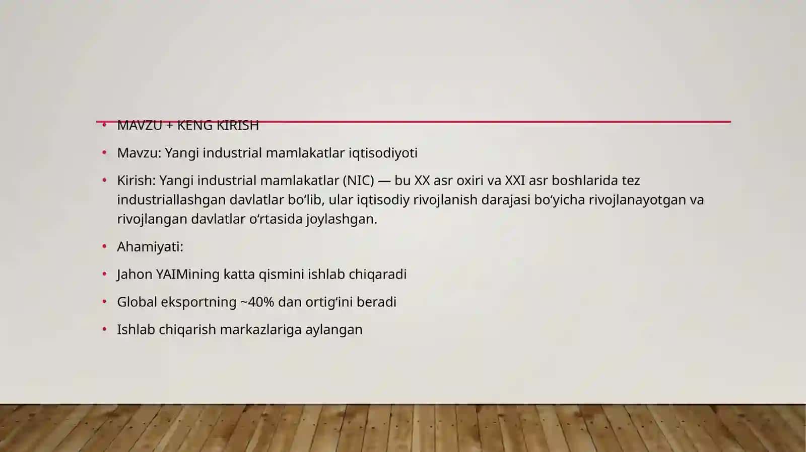 Yangi industrial mamlakatlari iqtisodiyoti 2