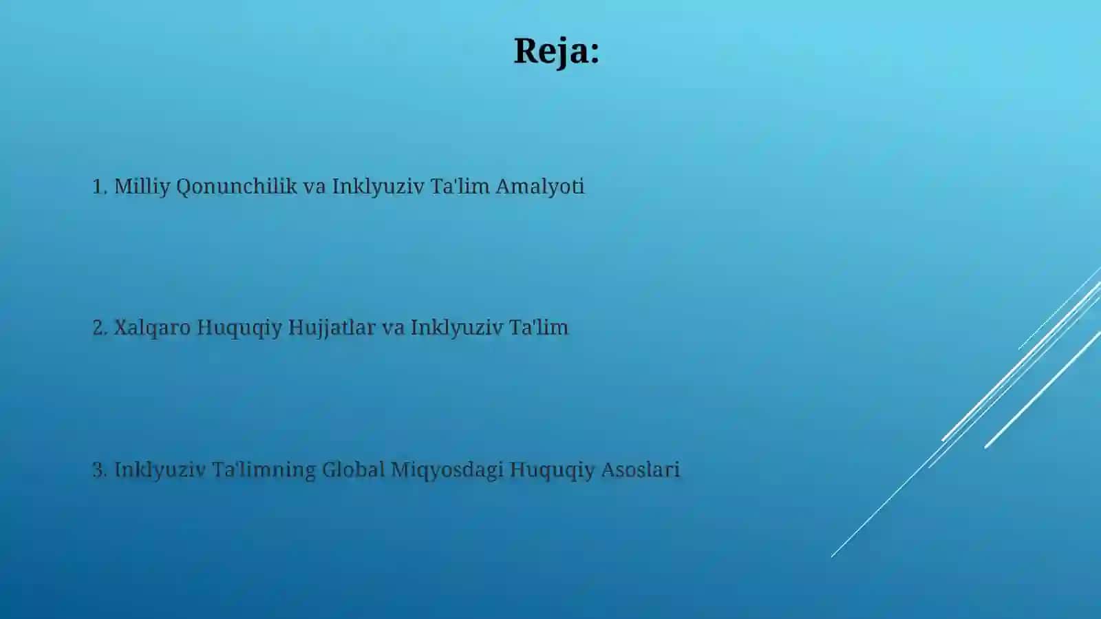 Inklyuziv ta'limning huquqiy asoslari jahon miqyosida 2